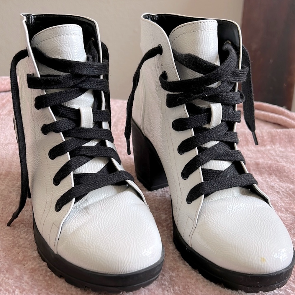 White Mix No. 6 Tevia Wedge Boots